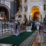 В среду Страстной седмицы Предстоятель Русской Церкви совершил Литургию в Храме Христа Спасителя в Москве